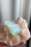 Beautiful Green Apophyllite with Pink Stilbite Flower