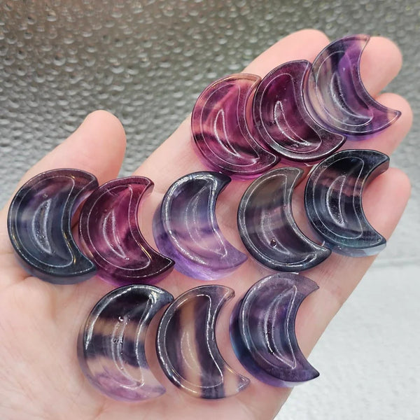 27mm Fluorite/Cresent Moon/Purple Fluorite/Rainbow Fluorite/Polished Bowls/High Quality/Mineral/Metaphysical