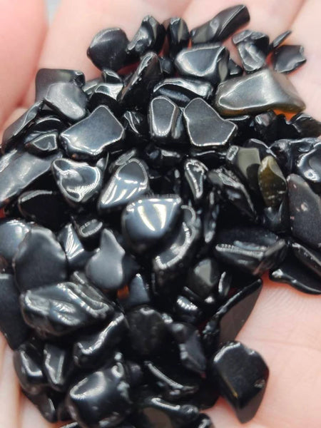 25g Black Obsidian/Mineral Chips/Crystal Tumbles/Art/Crafts/Metaphysical