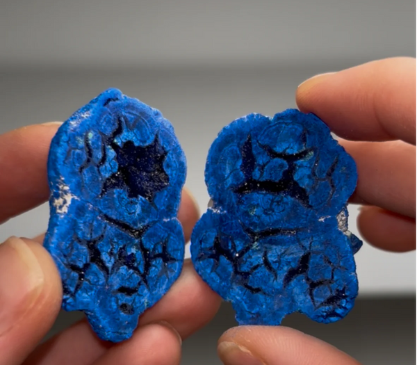 Blue Azurite Geode Pair – South Ural Region, Russia