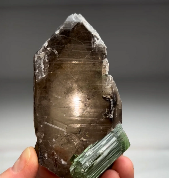 Beautiful Green Tourmaline with Smoky Quartz