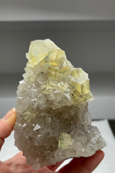 Yellow-Green Fluorite with Quartz – Vintage 1960s Find