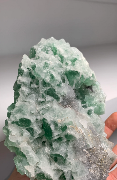 Green Fluorite with Super Sparkly White Quartz