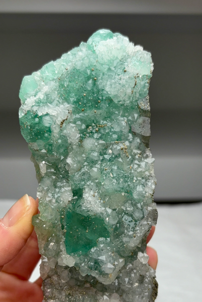 Green Fluorite with Quartz and Pyrite