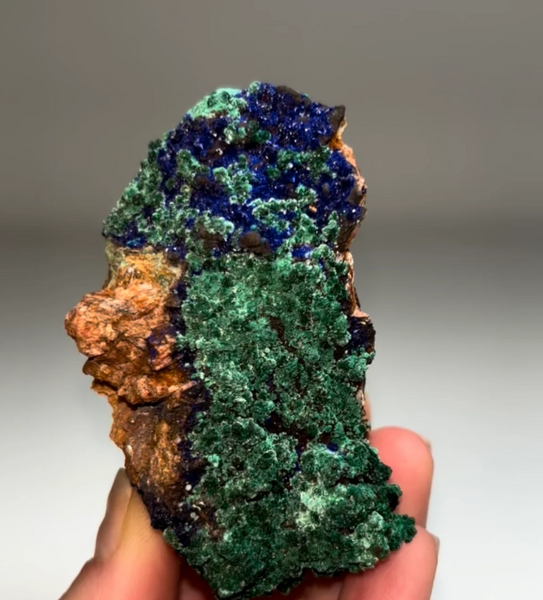Sparkling Blue Azurite with Green Malachite — Aouli, Morocco