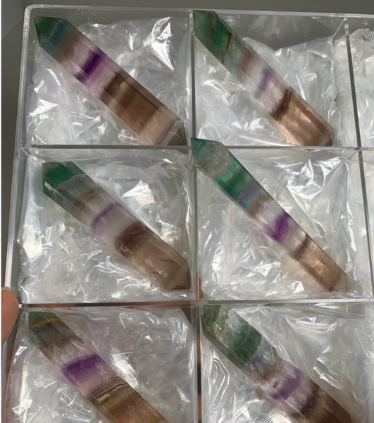 6 Pieces – High Grade Gemmy Rainbow Fluorite DT Points