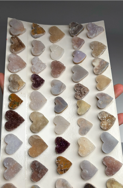 46 Piece Druzy Hearts Lot – Genuine Natural Crystals