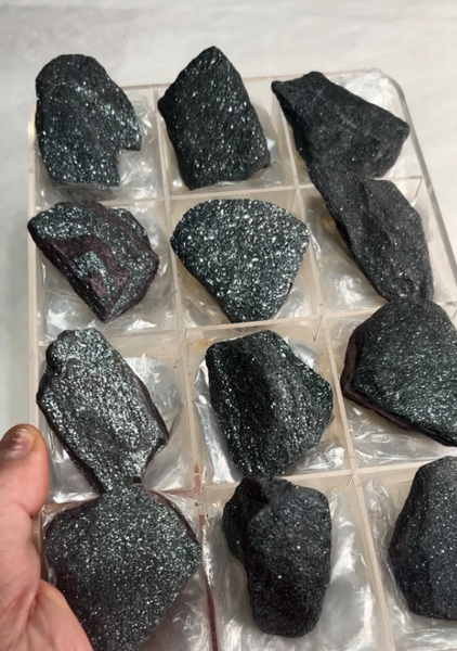 Super Sparkly Specular Hematite – 12 Piece Lot